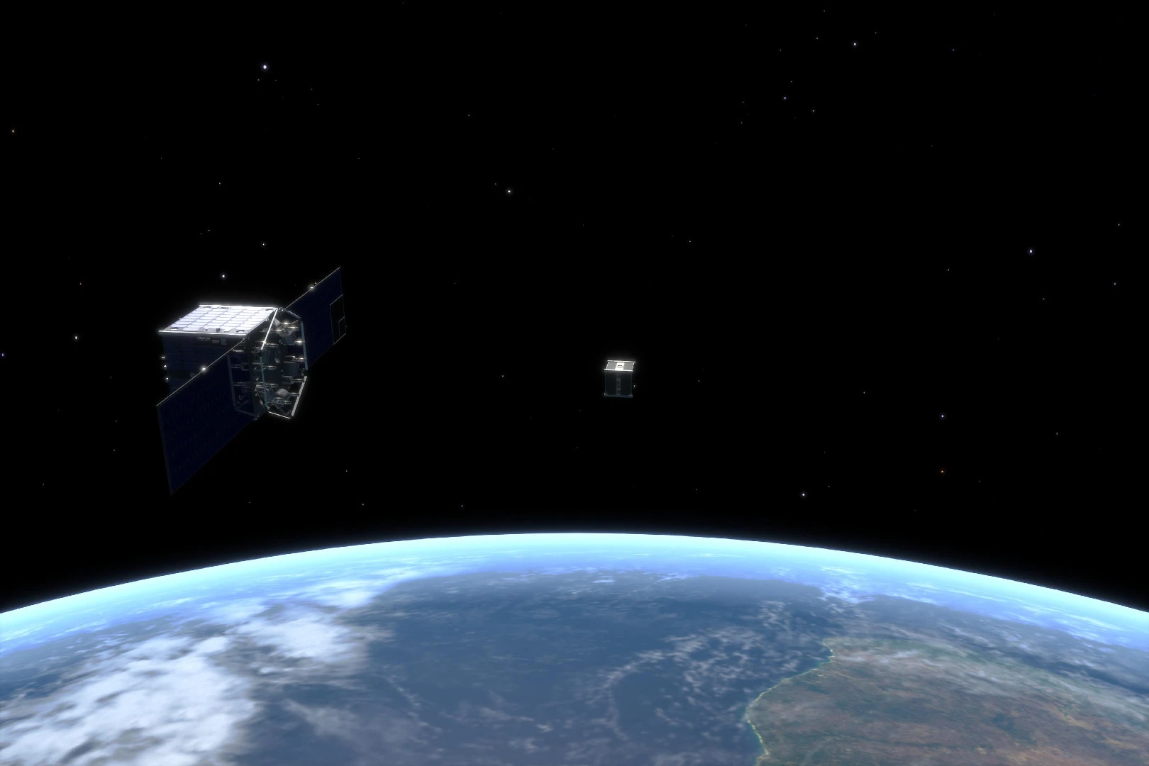 CleanSpace One approaches the SwissCube satellite