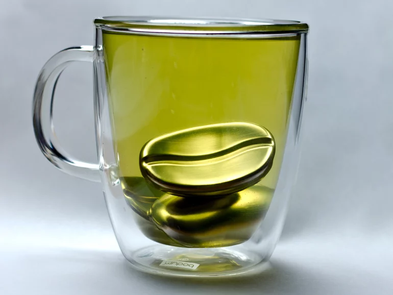 Coffee Joulies incorporate a phase change material to quickly cool your hot coffee (or tea) to the "perfect" temperature, and then keep it there