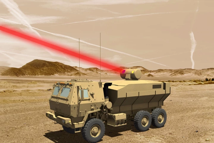 Rendering of a truck-mounted 60-kW laser weapon system for tactical U.S. Army vehicles