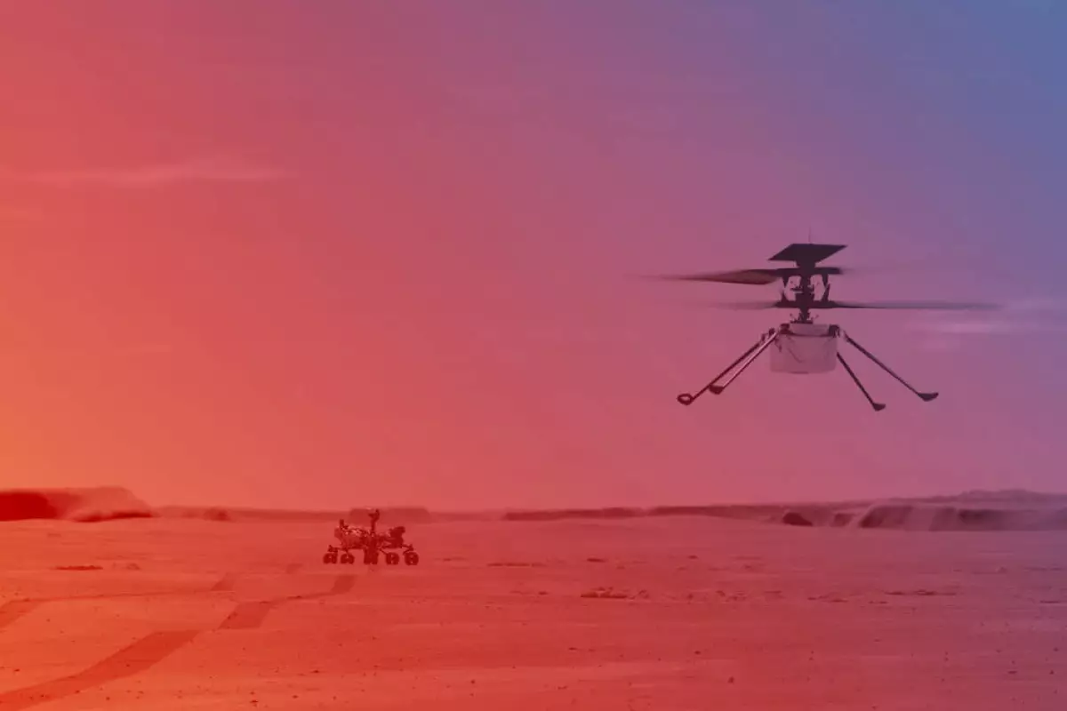 Artist's rending of Ingenuity on Mars