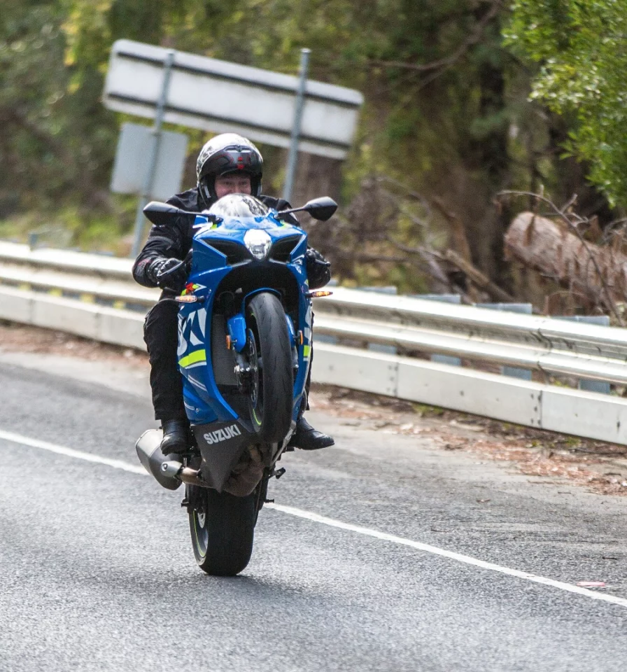 Midrange grunt equals bulk wheelies if you turn off the 10-stage traction control