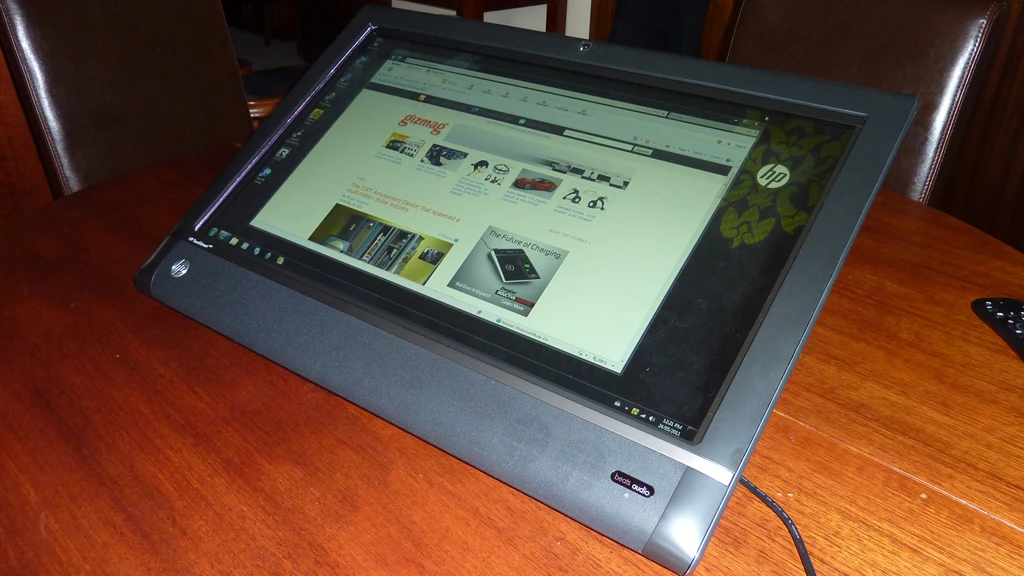 The HP TouchSmart 610-1030a in lowered position