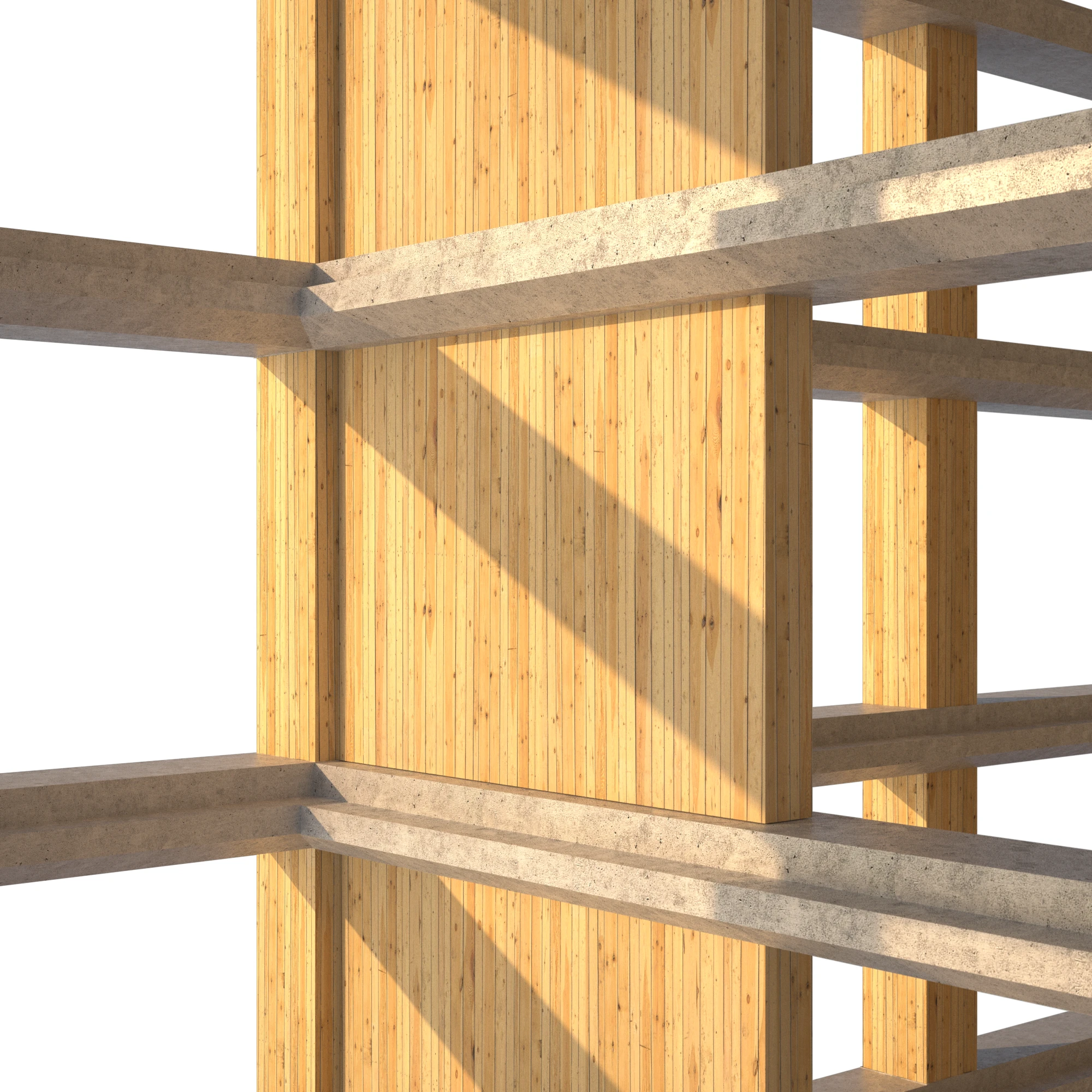 A report produced by SOM cites the potential to compete with reinforced concrete and steel at heights of up to 30 stories, while reducing the carbon footprint by 60 to 75 percent (Image: SOM)