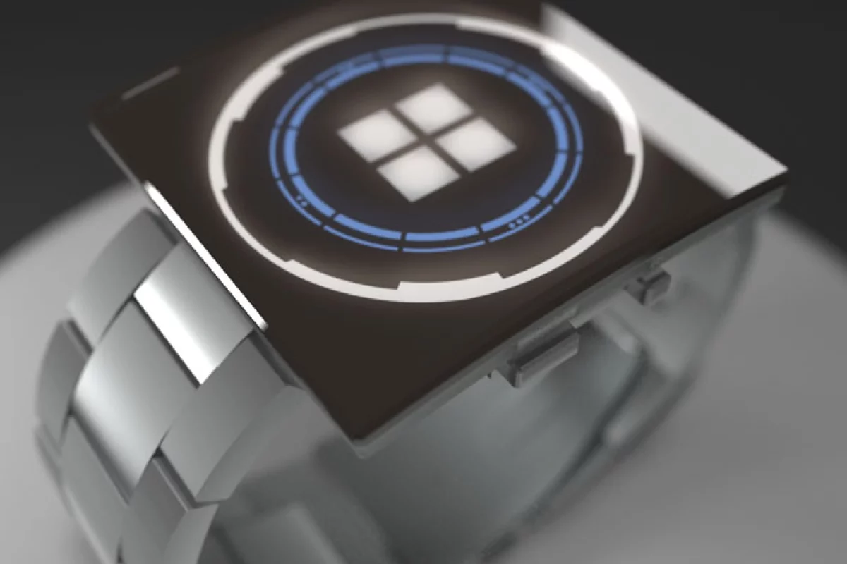 The square LED face is countered by a circular dial clearly inspired by science fiction films