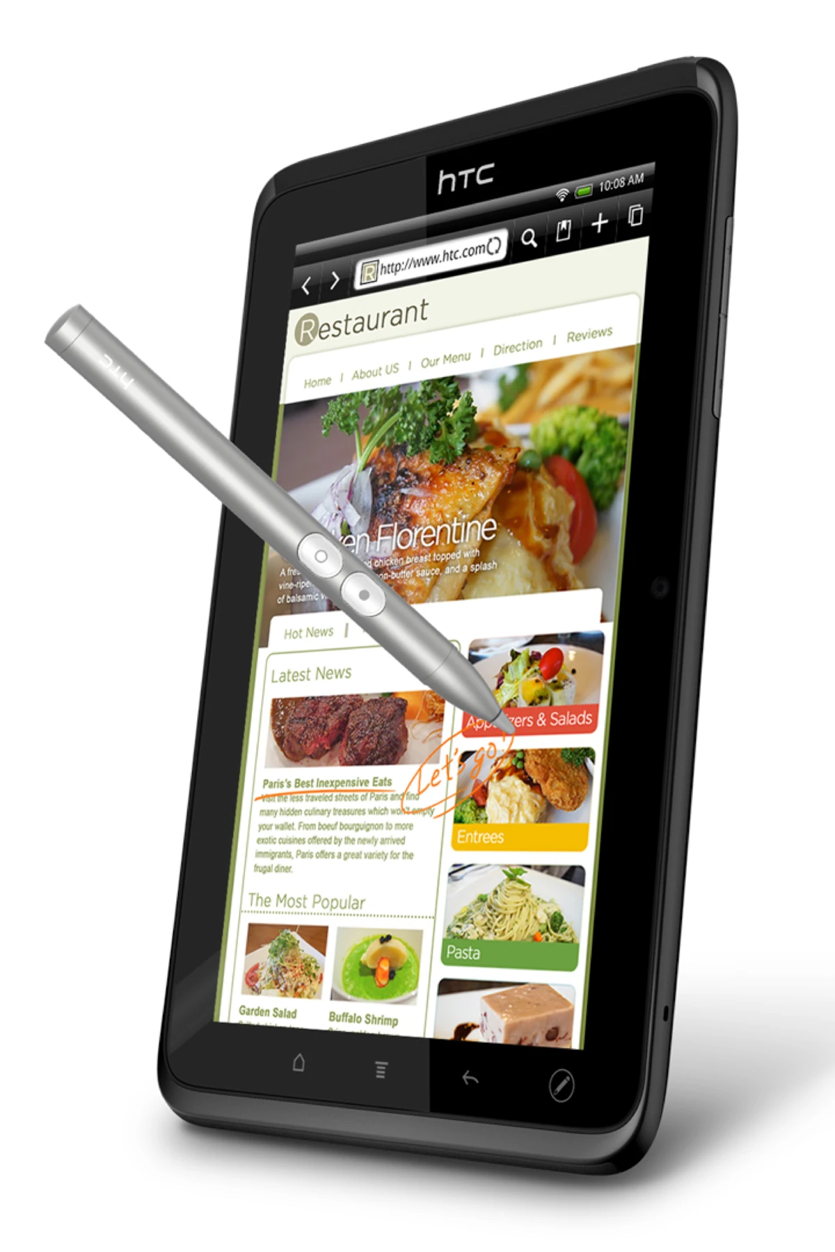 The HTC EVO View 4G tablet with HTC Scribe digital pen