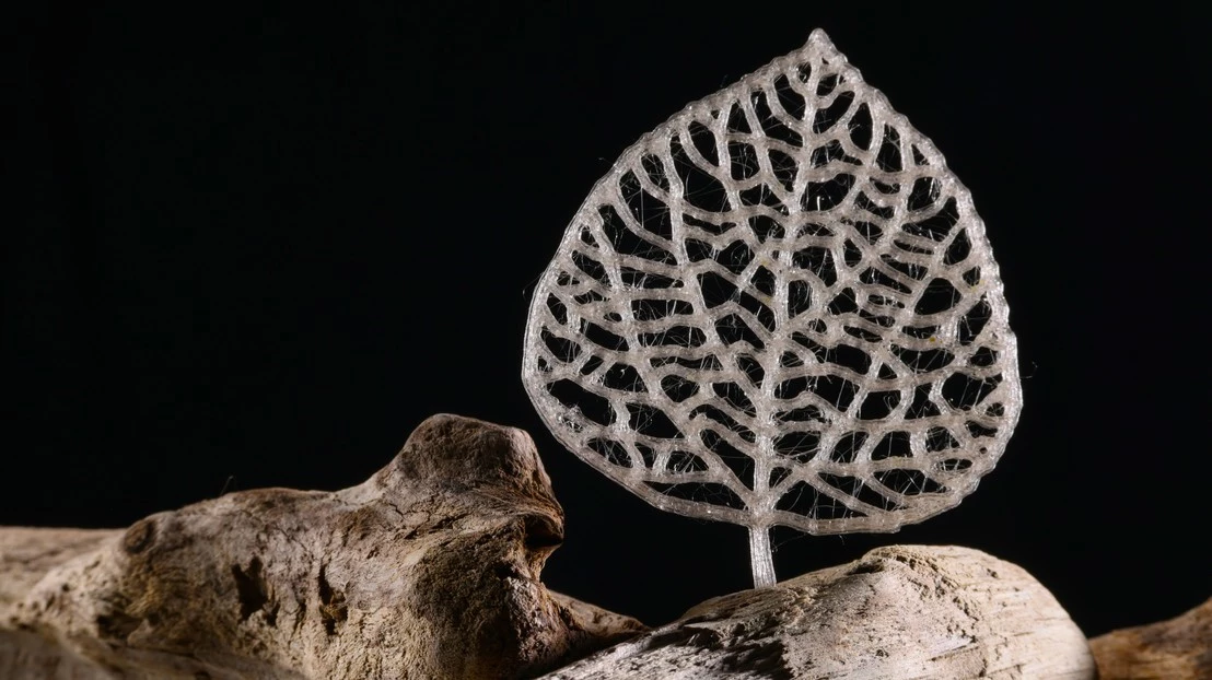 A 3D-printed leaf made from the new plant-based bioplastic