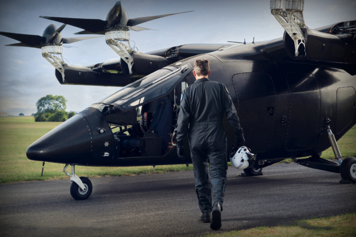 Chief Test Pilot Justin Paines prepares for the first test flight of the full-scale Vertical Aerospace VX-4 prototype