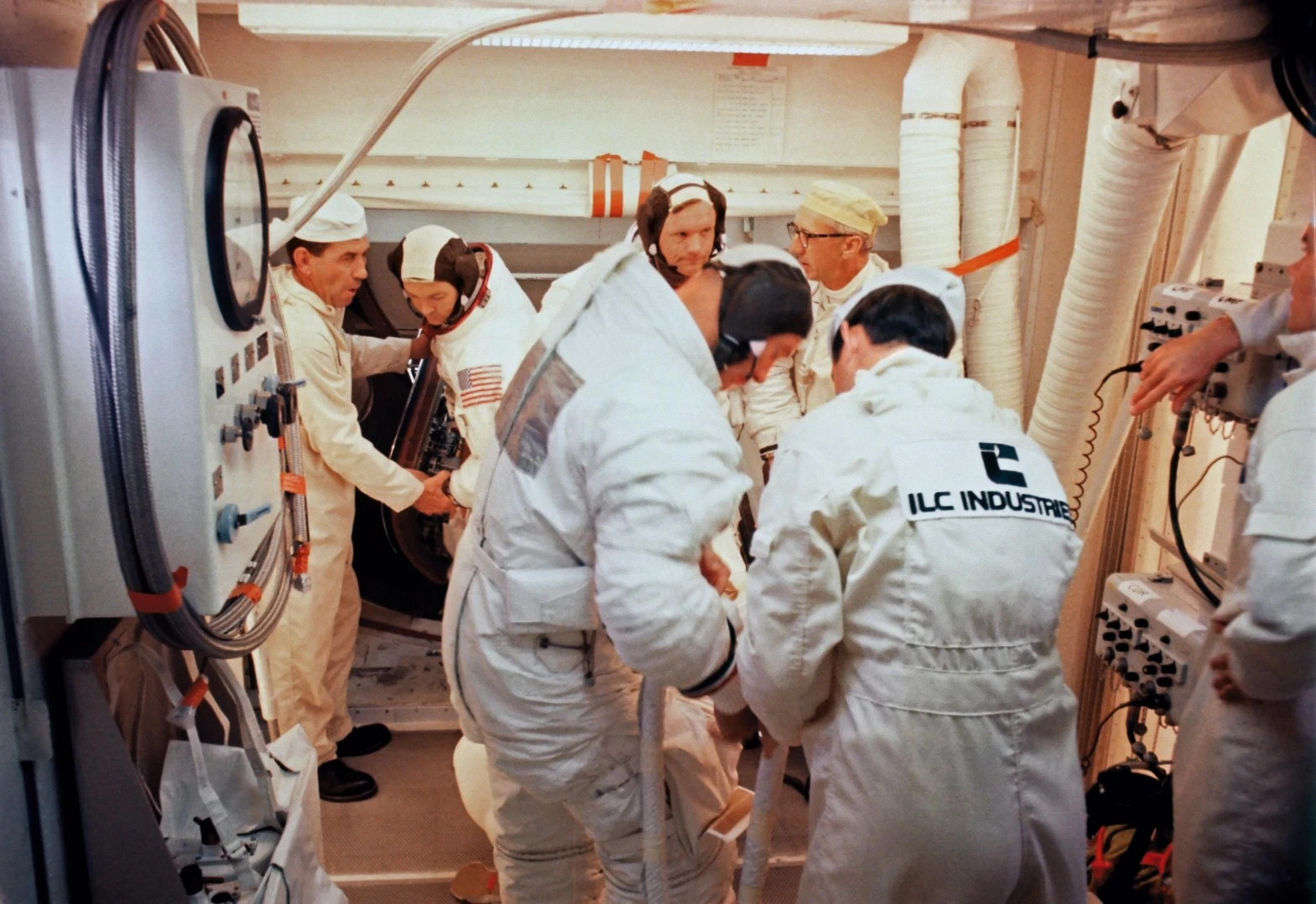 Apollo 11 crew in the launch pad ready room