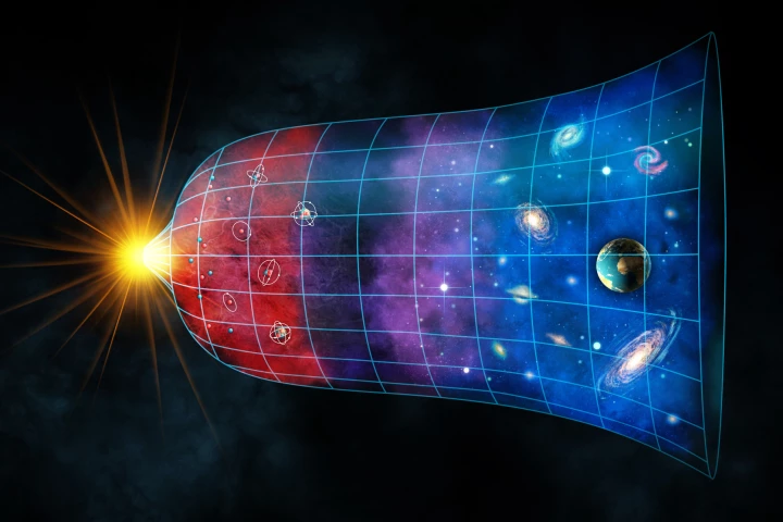 An artist's illustration of the expansion of the universe