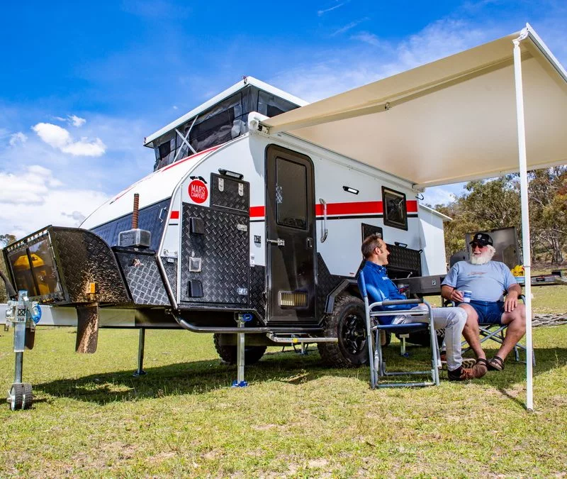 Enjoying caravan luxury at camp