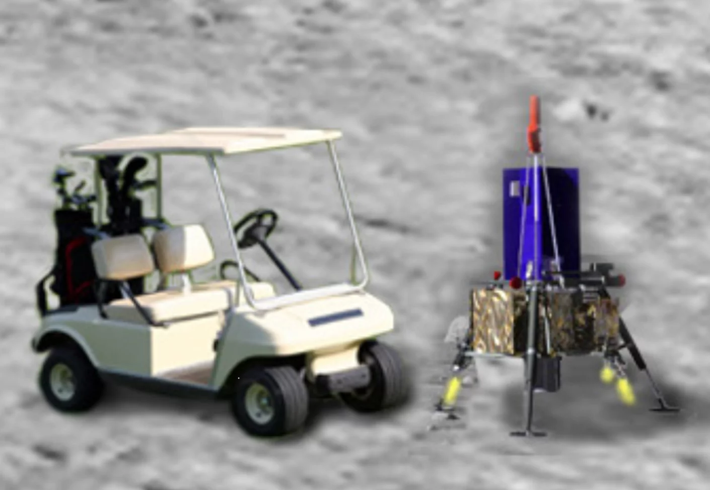 Comparison of the projected lander derived from Mighty Eagle and a golf cart (Image: NASA)