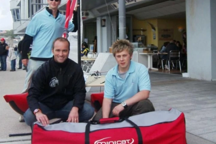 James Brooke and Rowan Brook with their folded-up MiniCat