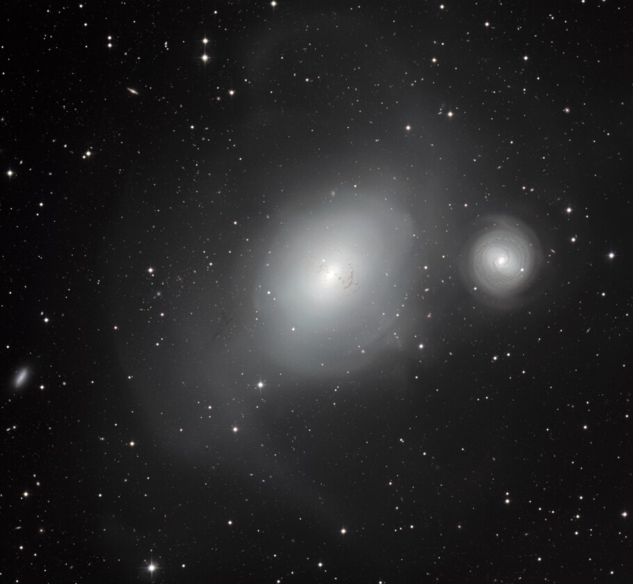 MPG/ESO 2.2-meter telescope image showing galaxies NGC 1316 (center) and NGC 1317 (right) (Image: ESO)