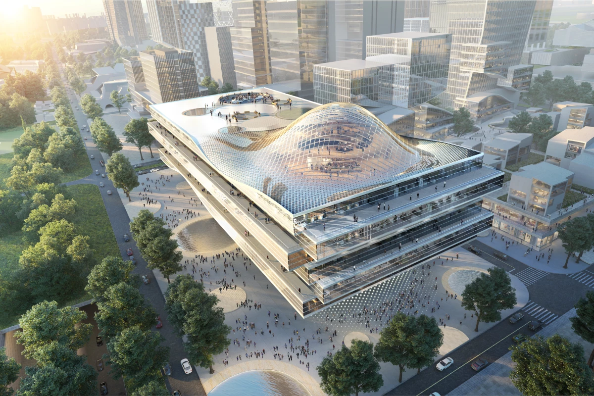 Shenzhen Wave will include greenery-filled leisure facilities in the bulbous area on its roof