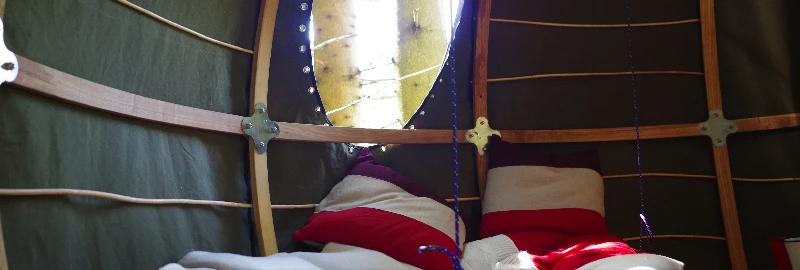 The Tree Tent measures three meters (ten feet) in diameter and houses two adults comfortably