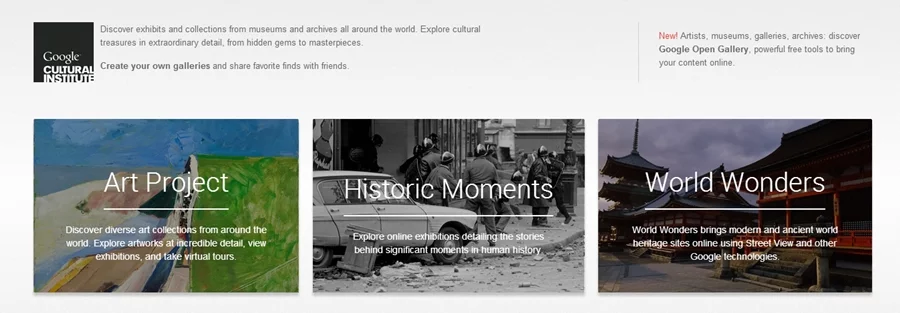 The Google Cultural Institute showcases exhibits and collections from museums and archives around the world