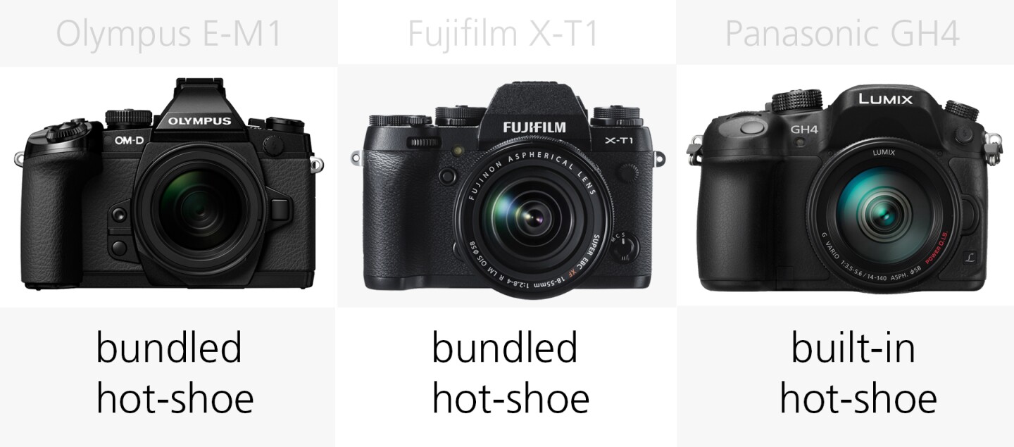 Flash comparison Olympus E-M1, Fujifilm X-T1 and Panasonic GH4
