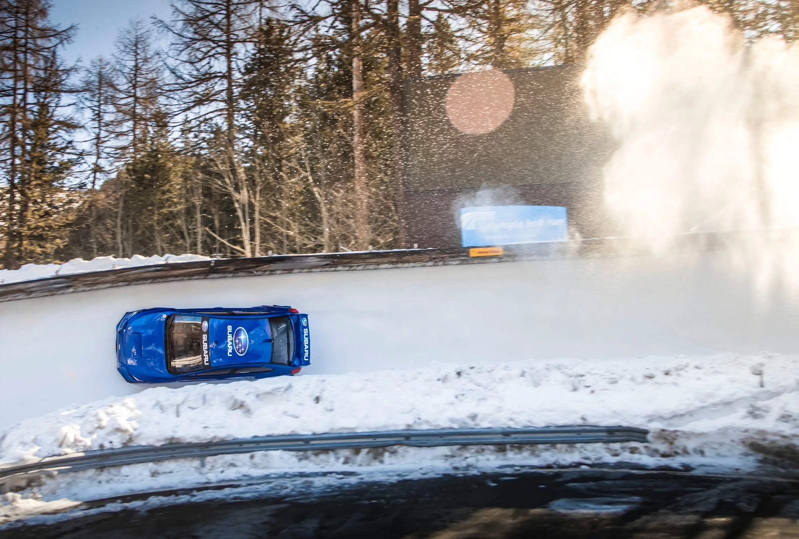 The WRX STI takes on the banking in St. Moritz