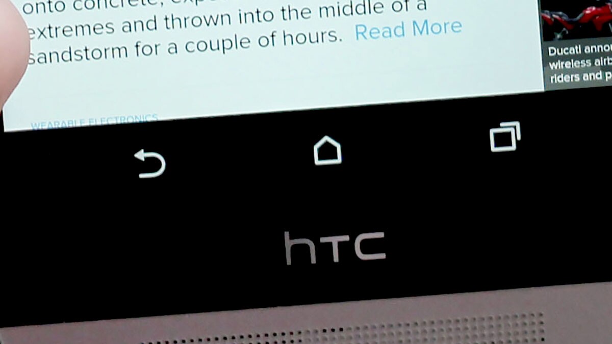 The One's virtual navigation keys take up some of its screen real estate