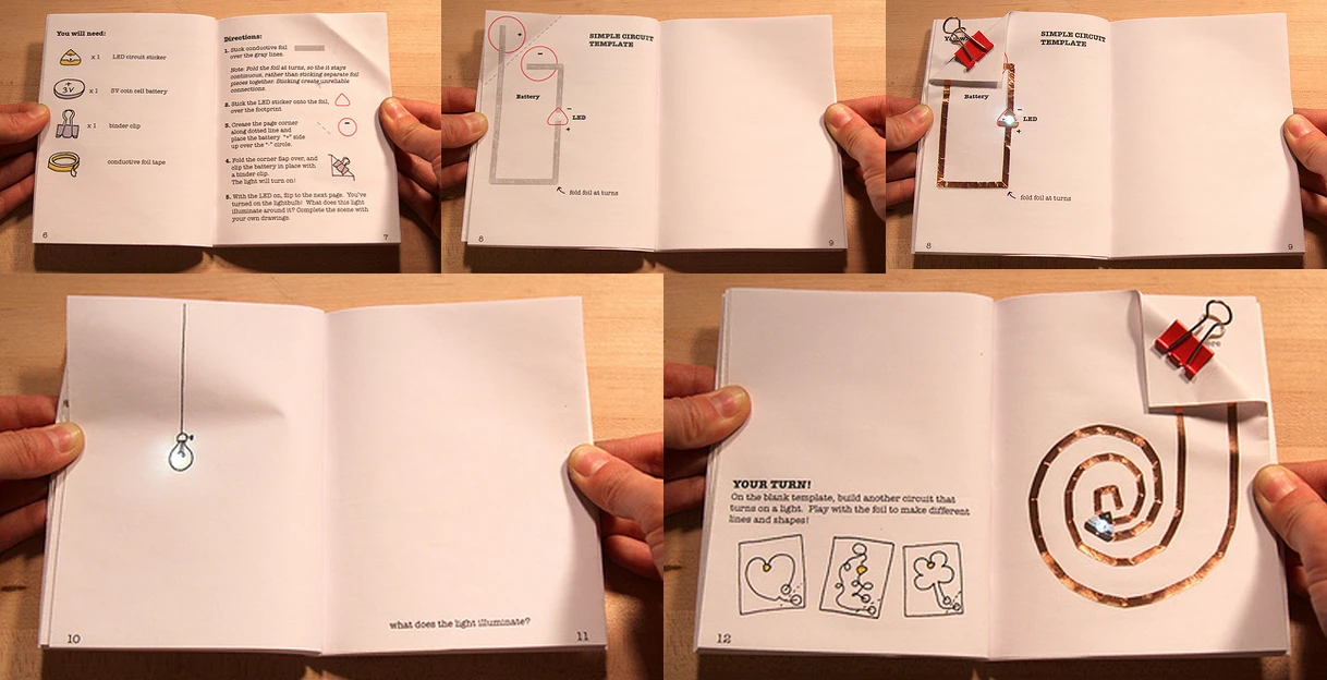 The Chibitronic "coloring book" is an instruction manual and workbook for learning circuitry