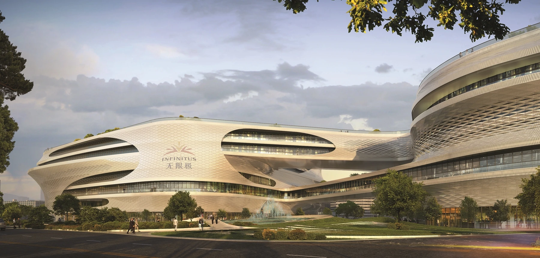The Guangzhou Infinitus Plaza will feature insulated glazing and perforated aluminium façades to minimize solar gain