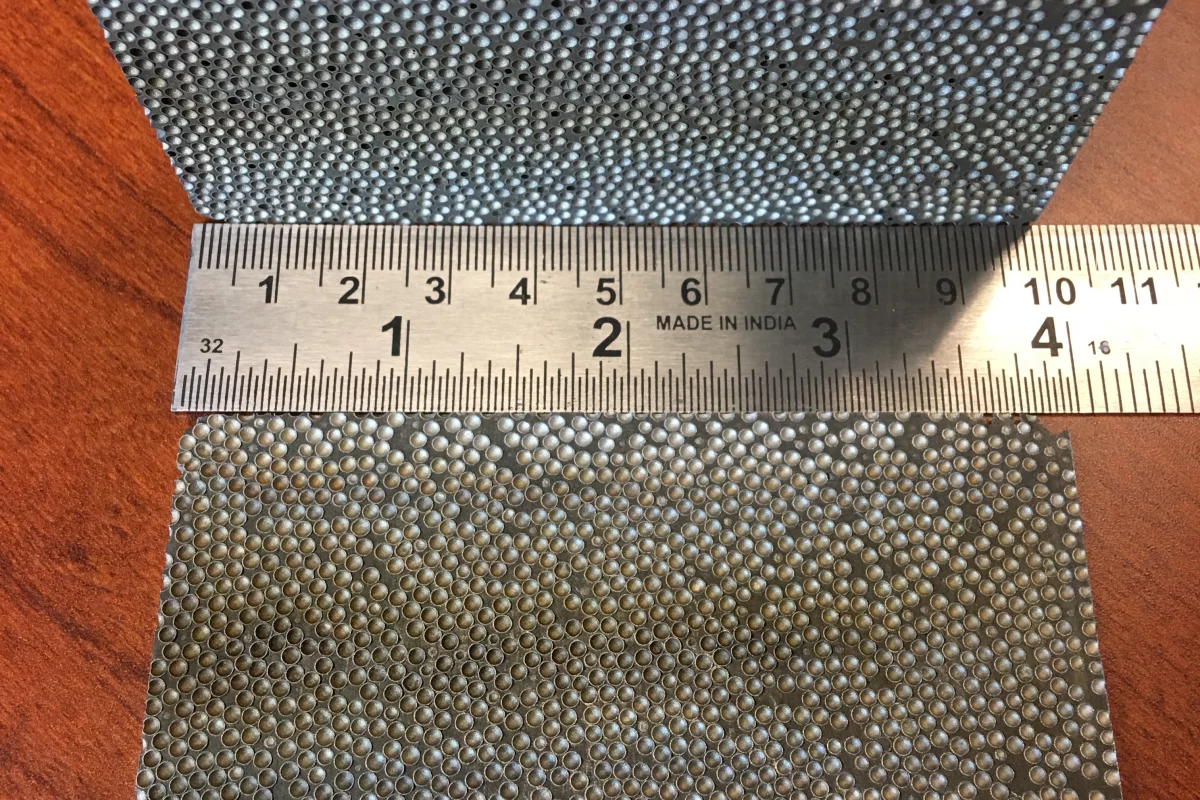 A sample of the infused CMF, with a ruler for scale