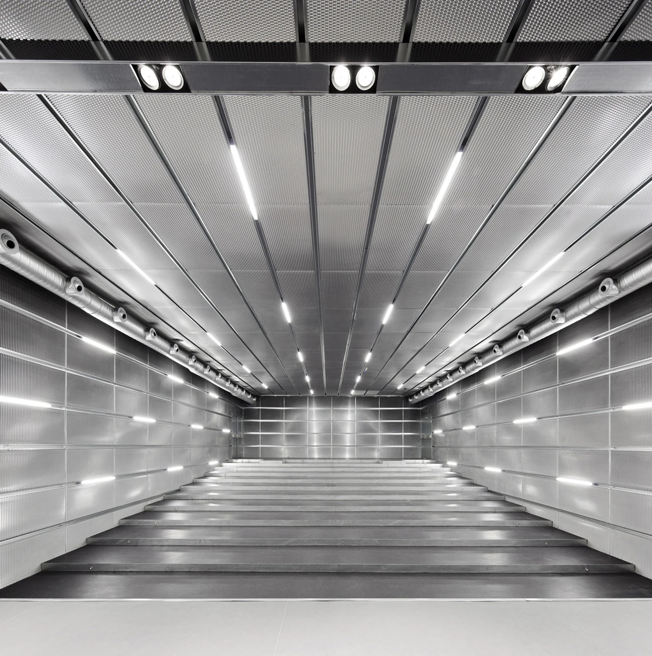 Inside is clean, white and utilitarian