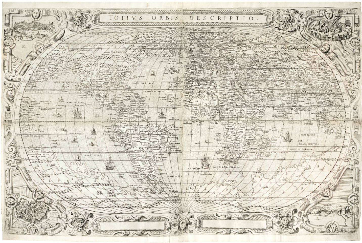 This copy of Totius Orbis Descriptio (c.1570) fetched quite an astonishing amount of money for a single map, but it is one of just three copies of this First State map (one is in the British Library and the other in the John Carter Brown Library) and this was the first known appearance of any First State copy at auction when it fetched $246,168 (GBP £187,500) at Sothebys on November 14, 2017. An example of the second state was sold at Sotheby's in 2000 for $153,118 (GBP £104,450)