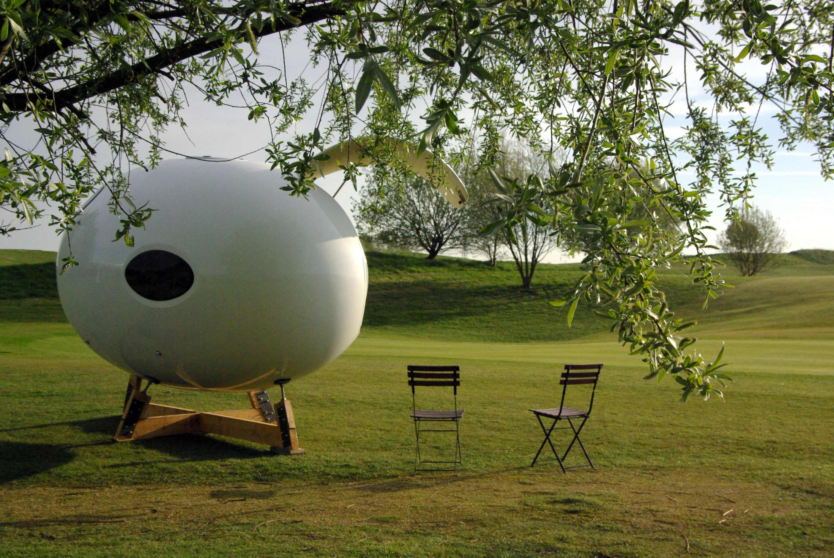 It allows one person (or two very close friends) to hang from a tree or camp on the ground