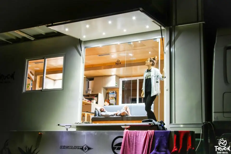 With large glass doors, the deck area also provides scenery at night