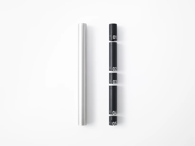 The outer tubing is available in silver, white, or black, and each tool is available in a three different colors