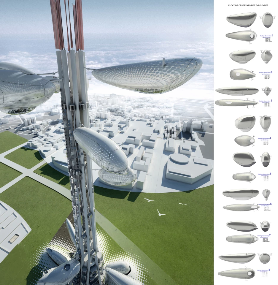 Dorin Stefan's "Floating Observatories" tower; construction begins in 2012 in Taechung, Taiwan