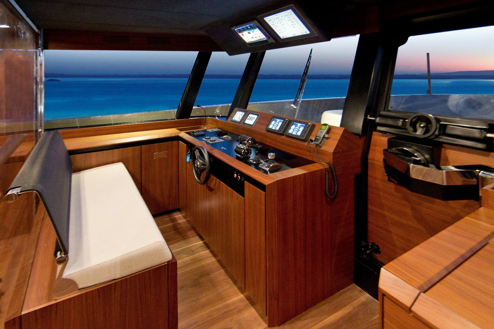 The captain gets a comfortable seat and view of the road
