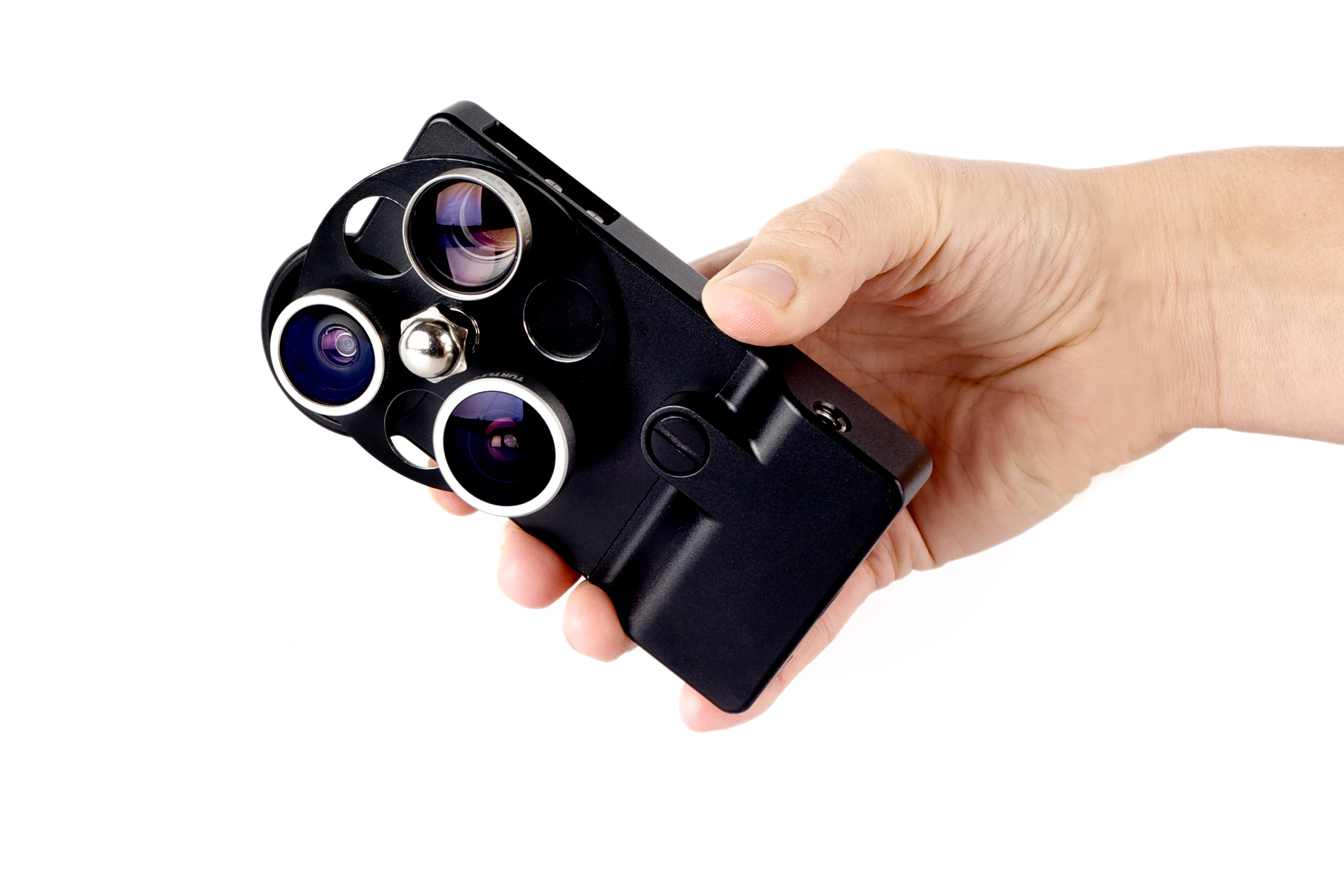 The iPhone Lens Dial features wide angle, fisheye and telephoto lenses, which swivel into place over top of the existing camera's lens