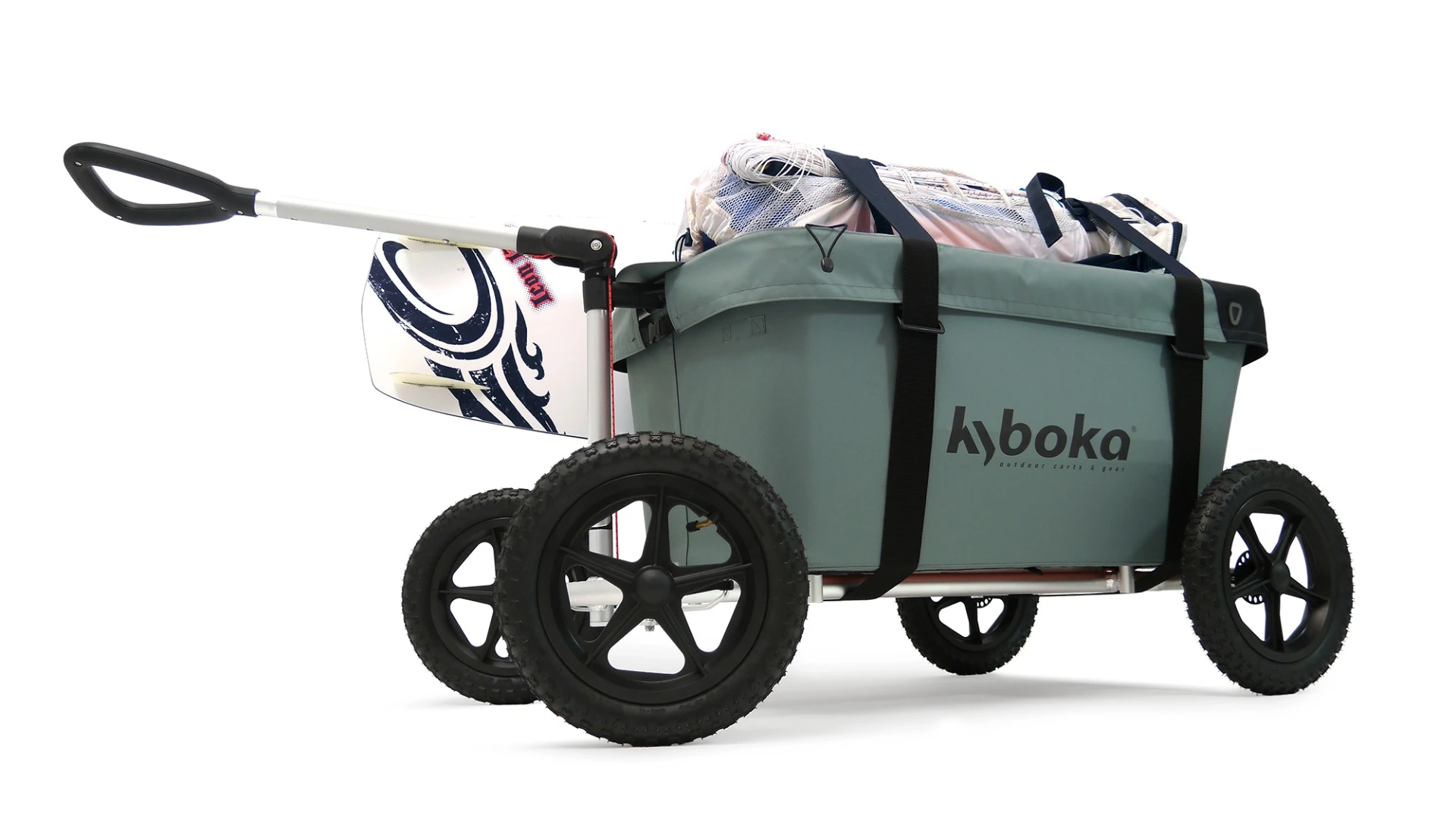 The available straps help to secure the load inside and also secure oversized items to the cart
