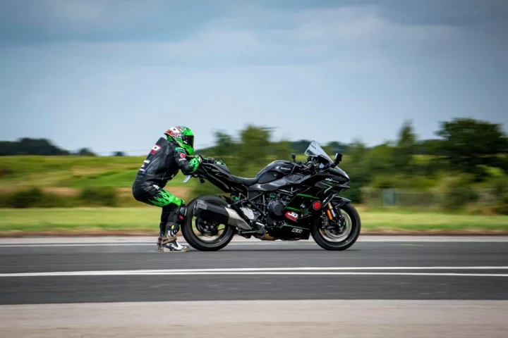 John Davies was dragged along by a rocketing Kawasaki Ninja to claim a new world record