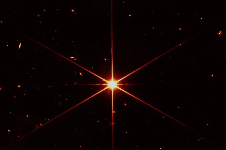 The James Webb Space Telescope's first in-focus image shows a bright star