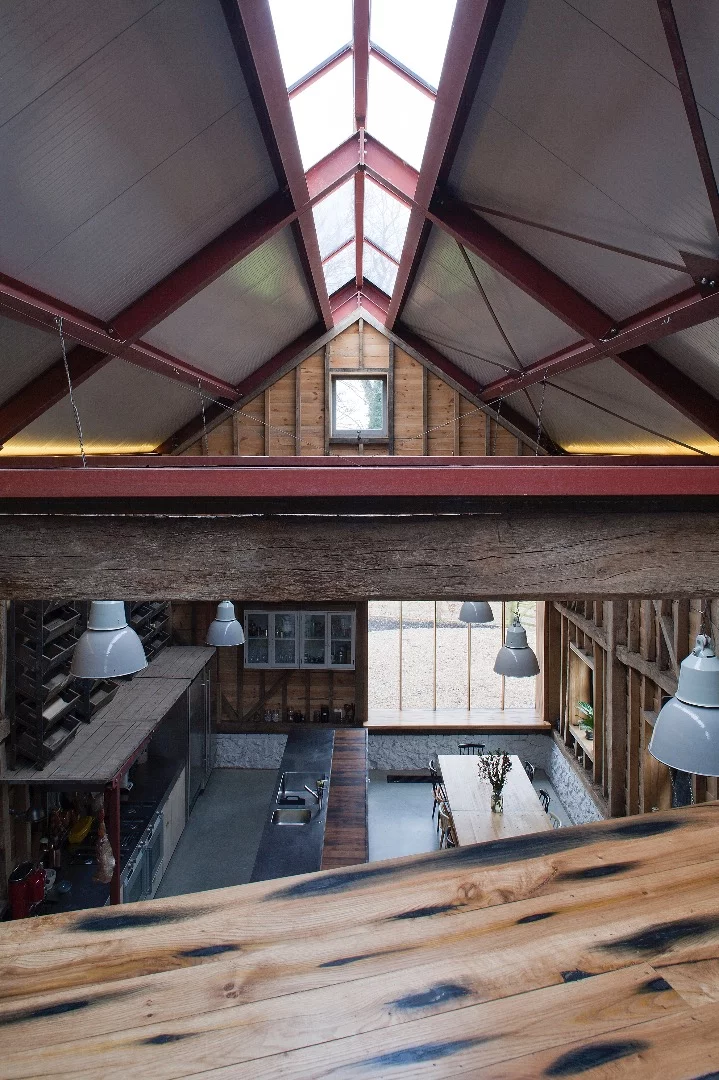 Natural light comes via a long skylight