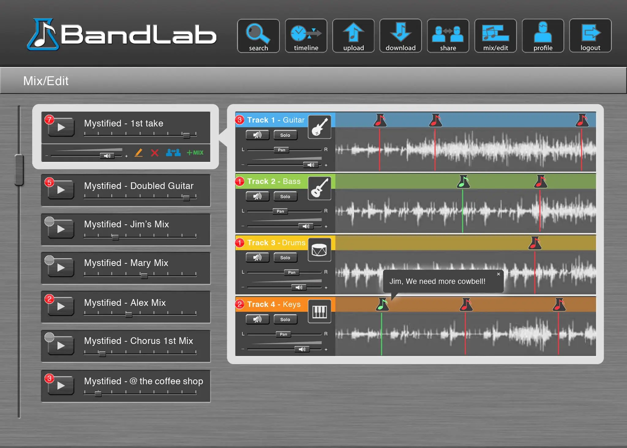 The Tracker MT16 features a built in Wi-Fi wireless antenna for the uploading of tracks to the (still in beta) BandLand online DAW