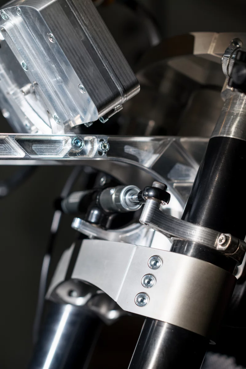 Saroléa's SP7 electric superbike: triple clamps and steering damper