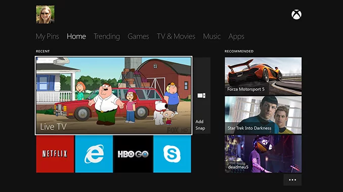 The Xbox One's user interface