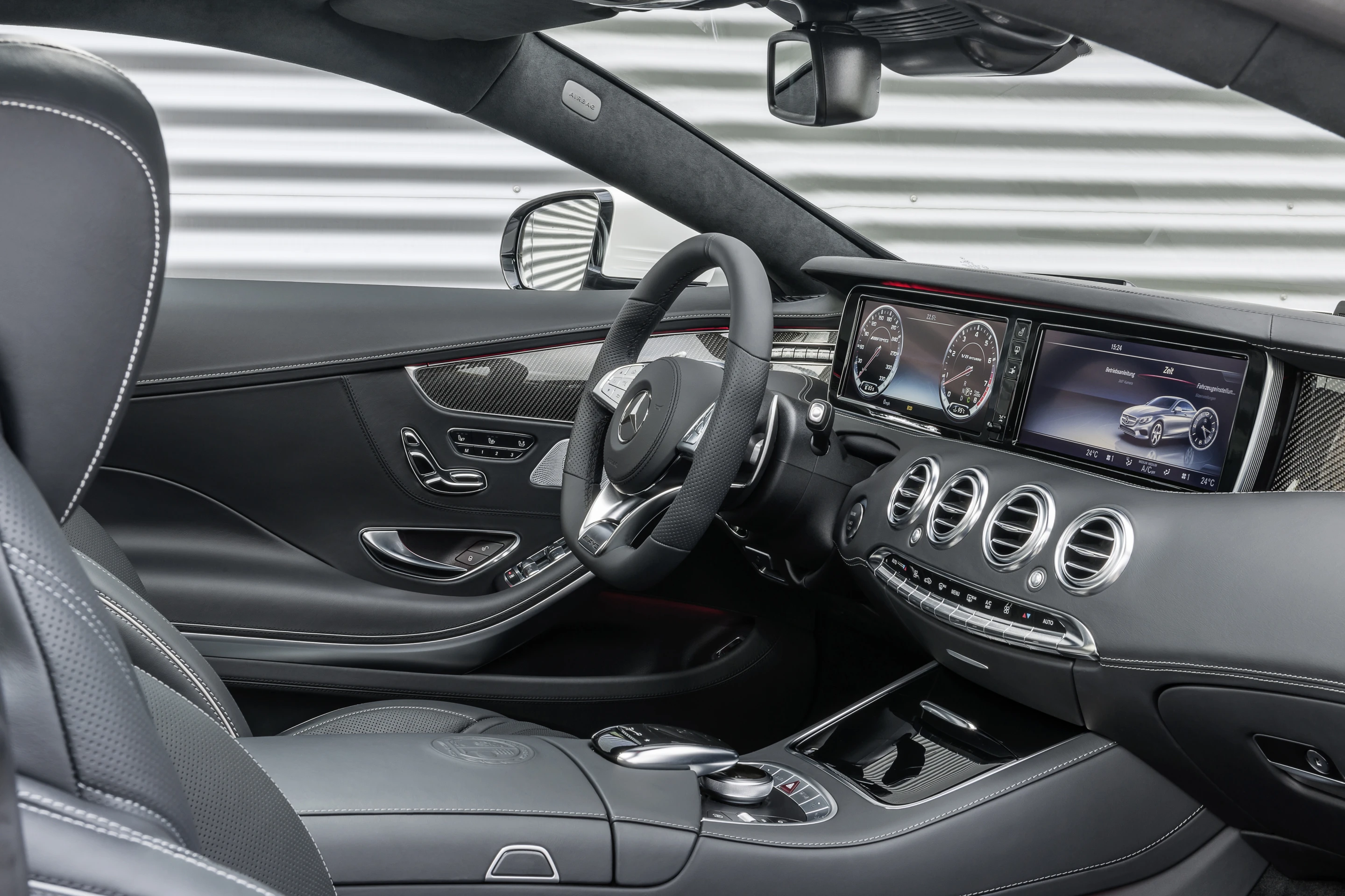 Newly-designed AMG sport seats, a custom 3-spoke AMG steering wheel, a high-resolution TFT color display, Nappa leathers and a copious amount of AMG branded elements