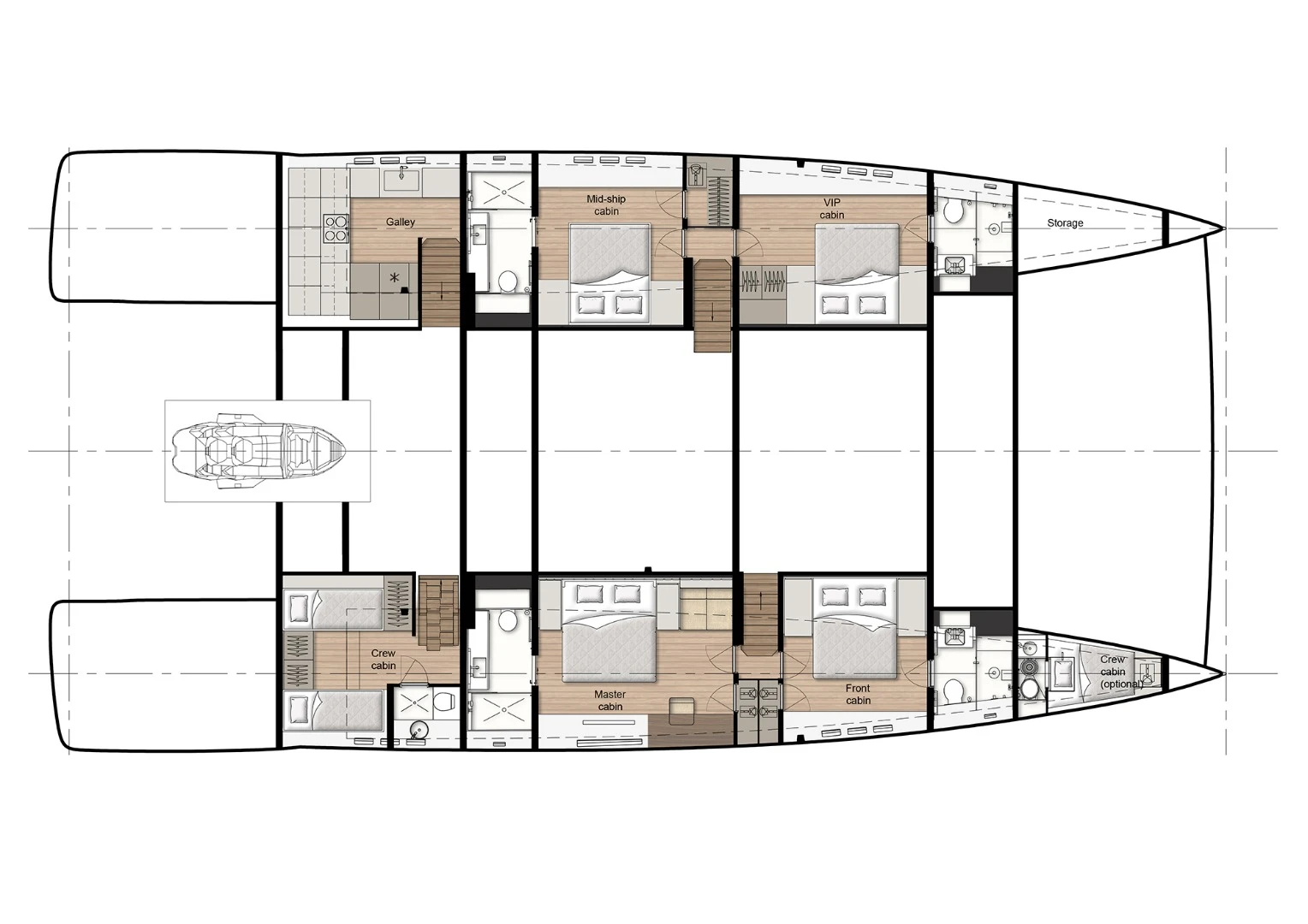 Configuration option for the lower deck of the 80 Sunreef Power