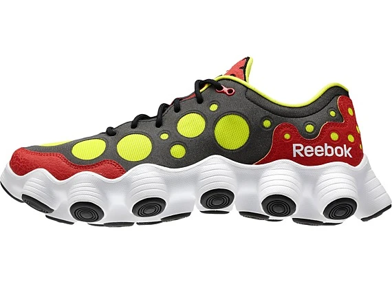 The shoes’ less eye-popping uppers feature a ballistic mesh base layer, and synthetic leather heel and toe caps