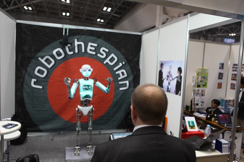 The Robothespian presentation, telepresence and acting humanoid robot by Engineered Arts Ltd. is designed for science education purposes