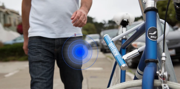 The BitLock and the user's phone communicate with one another via Bluetooth