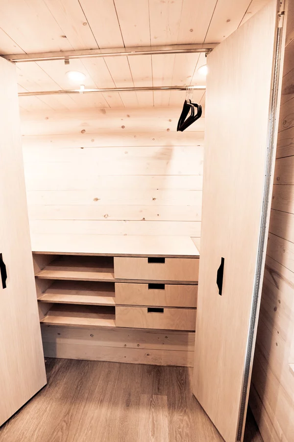 The Draper's mud room has a lot of storage space