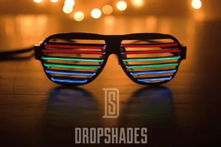 DropShades are sound-reactive sunglasses with LED bars that pulsate in time to music