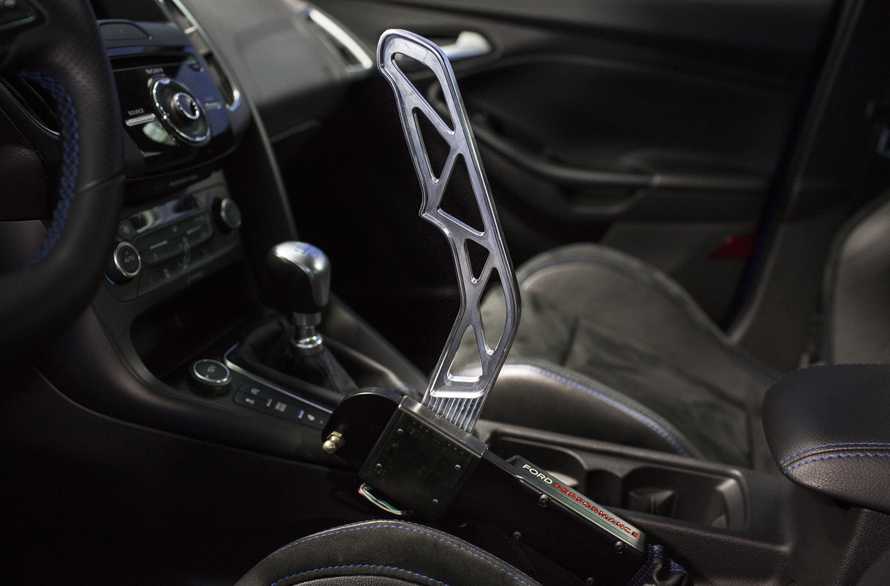 The Ford Performance Drift Stick is an electronic handbrake for the Focus RS that is designed to induce drift