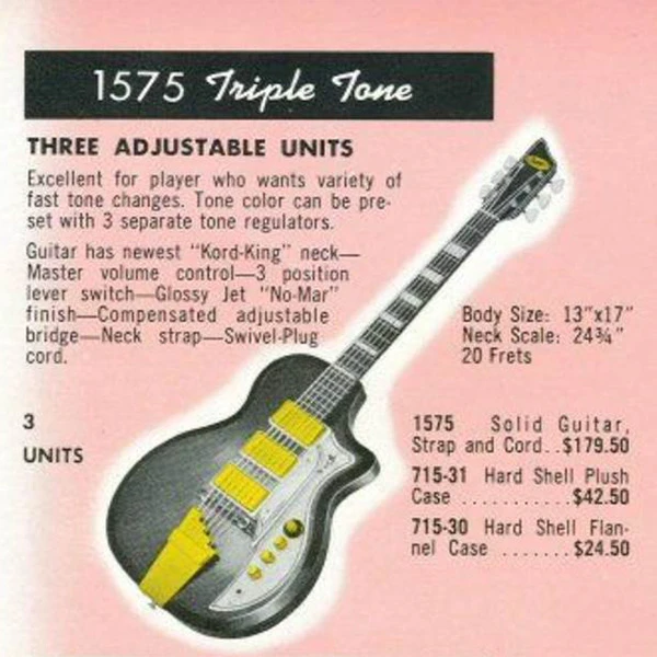 An ad for the original Supro Triple Tone guitar, which inspired the design of the 2019 Tri Tone